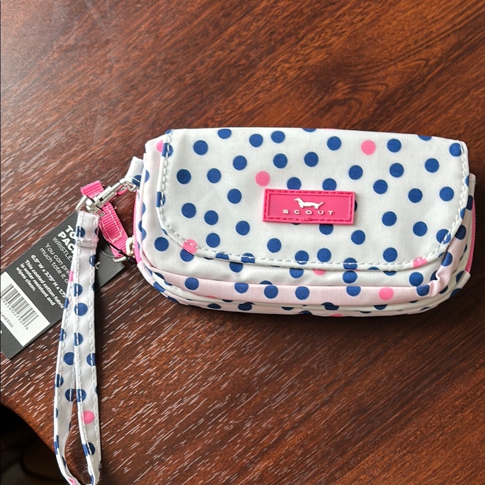 Scout  Polka Dot Wristlet - Pink and Blue